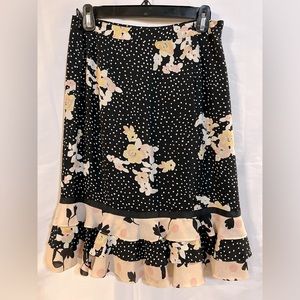 Banana republic 4 silk black floral pencil trumpet skirt flowy end feminine